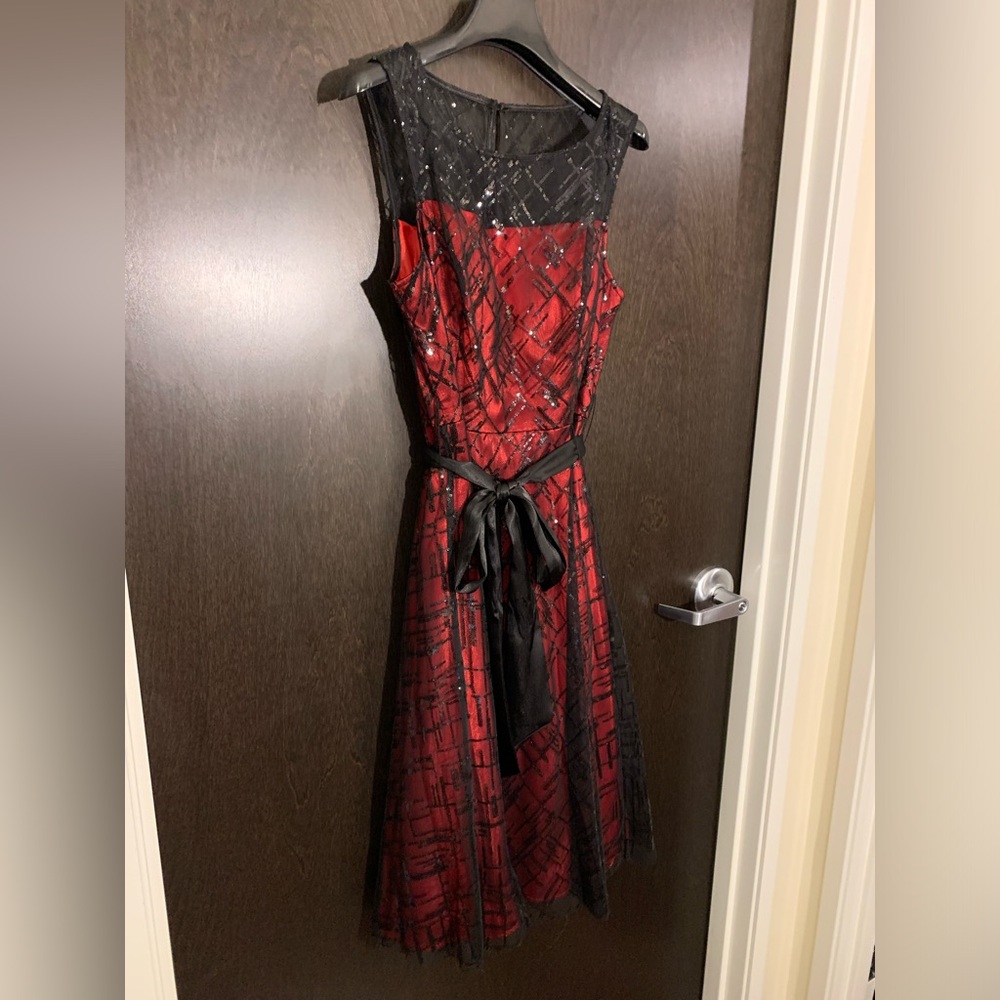 Like New Eliza J Dress with Sequin Overlay Size 8 Petite